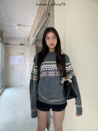 fairisle round sweater