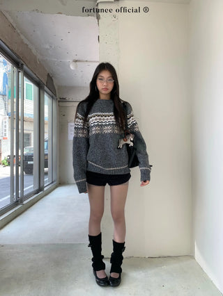 fairisle round sweater