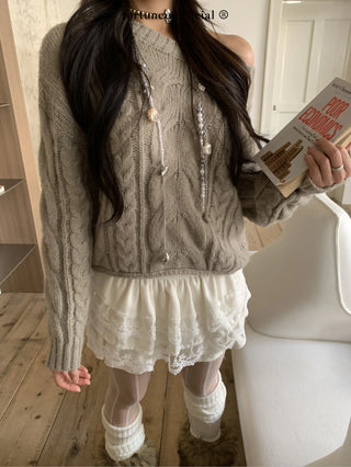 curling knit sweater