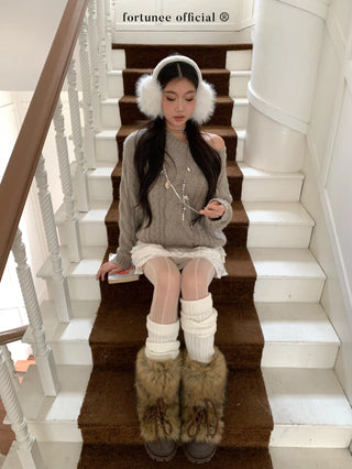 curling knit sweater