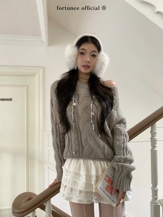 curling knit sweater