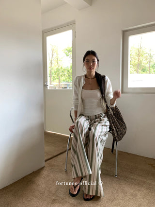 striped wide pants