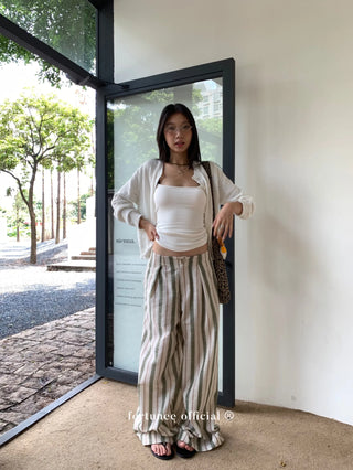 striped wide pants