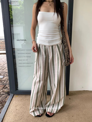 striped wide pants