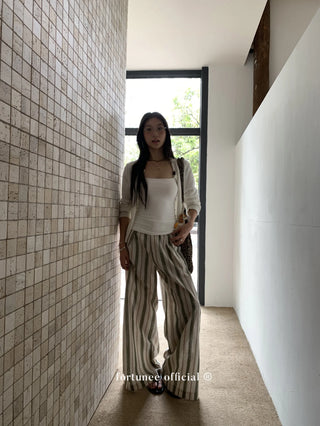 striped wide pants