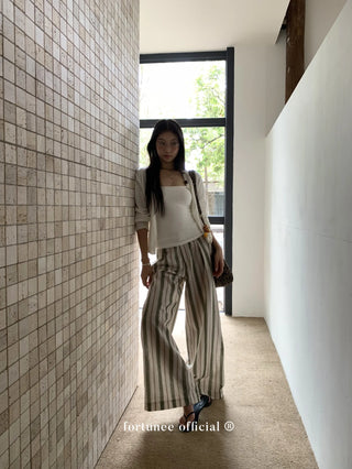 striped wide pants