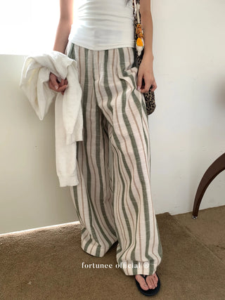striped wide pants