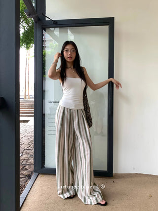 striped wide pants