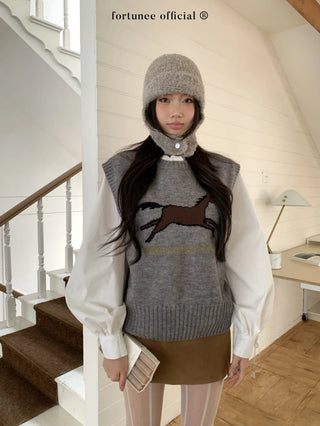 horse jacquard vest