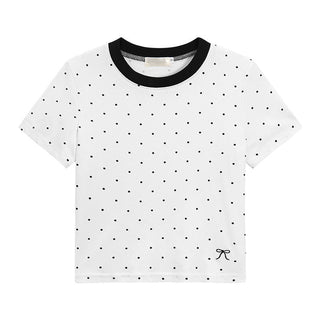 Poka dot graphic slim top