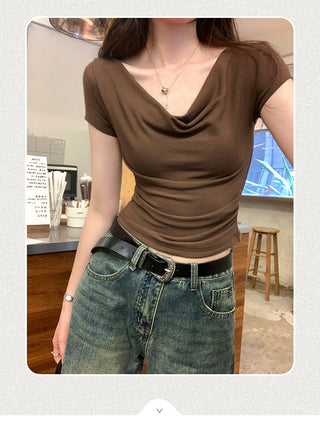Sway collar slim fit short-sleeved T-shirt