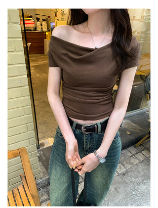 Sway collar slim fit short-sleeved T-shirt