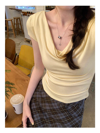 Sway collar slim fit short-sleeved T-shirt