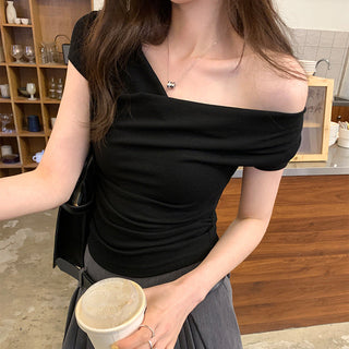 Sway collar slim fit short-sleeved T-shirt