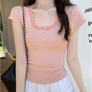 French lace edge bow top
