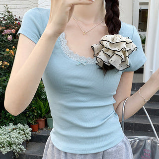 French lace edge bow top