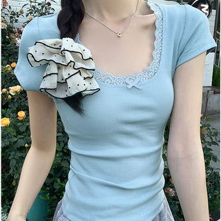 French lace edge bow top