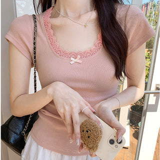 French lace edge bow top