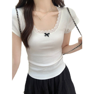French lace edge bow top