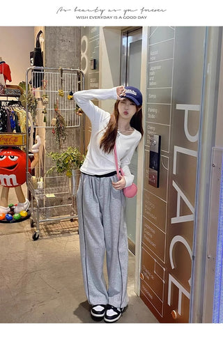 Korean slim -fit long-sleeved top