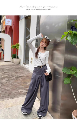 Korean slim -fit long-sleeved top
