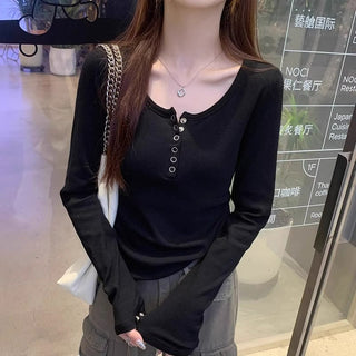 Korean slim -fit long-sleeved top