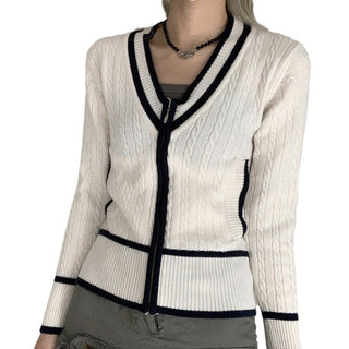 Knitted V -neck woolen slimm cardigan