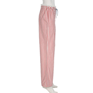 Striped lace design loose trousers