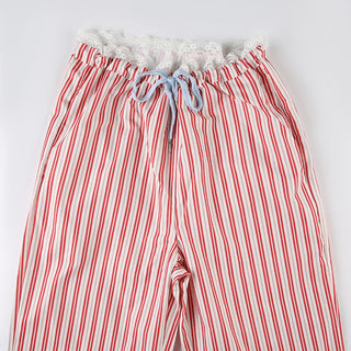 Striped lace design loose trousers