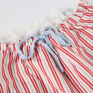 Striped lace design loose trousers