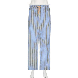 Striped lace design loose trousers