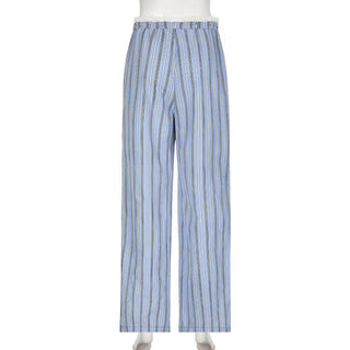 Striped lace design loose trousers