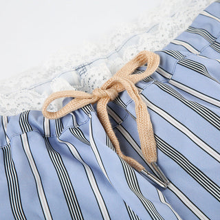 Striped lace design loose trousers