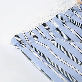 Striped lace design loose trousers