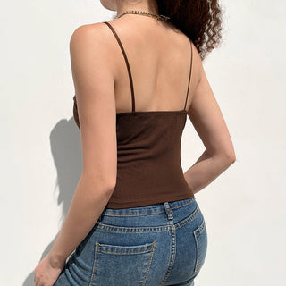Low-cut solid color slim vest
