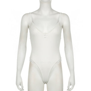 V -neck shows a thin suspender vest