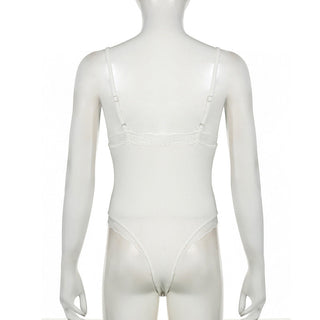 V -neck shows a thin suspender vest