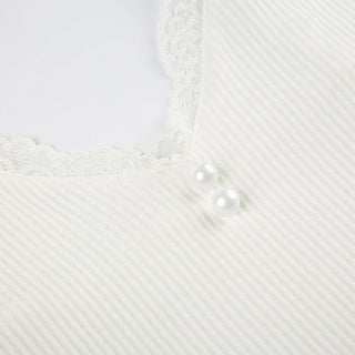 V -neck shows a thin suspender vest