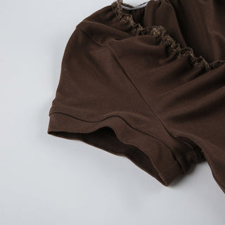 Lace edge V -neck slim top