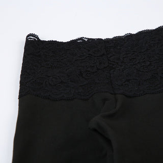 Off-shoulder lace stitching knit top