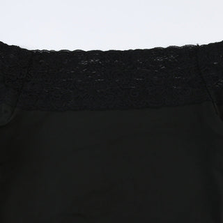 Off-shoulder lace stitching knit top