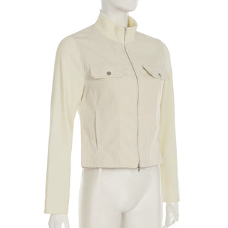 Solid color worker double zipper jacket