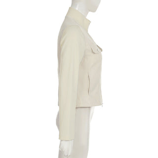 Solid color worker double zipper jacket