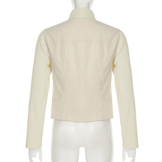 Solid color worker double zipper jacket
