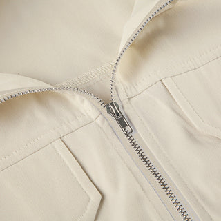 Solid color worker double zipper jacket