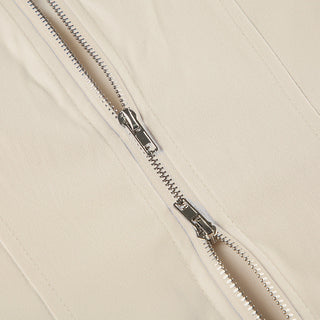 Solid color worker double zipper jacket