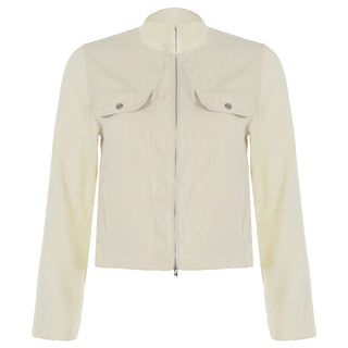 Solid color worker double zipper jacket