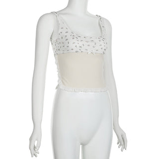 U -collar floral slim vest