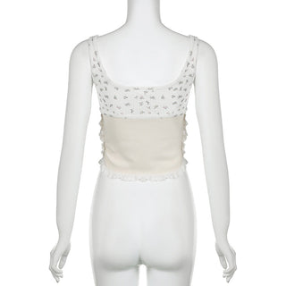 U -collar floral slim vest