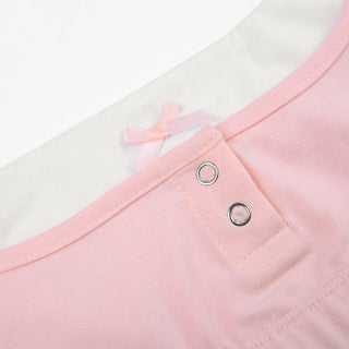 Soid color matching fake two piece crop top